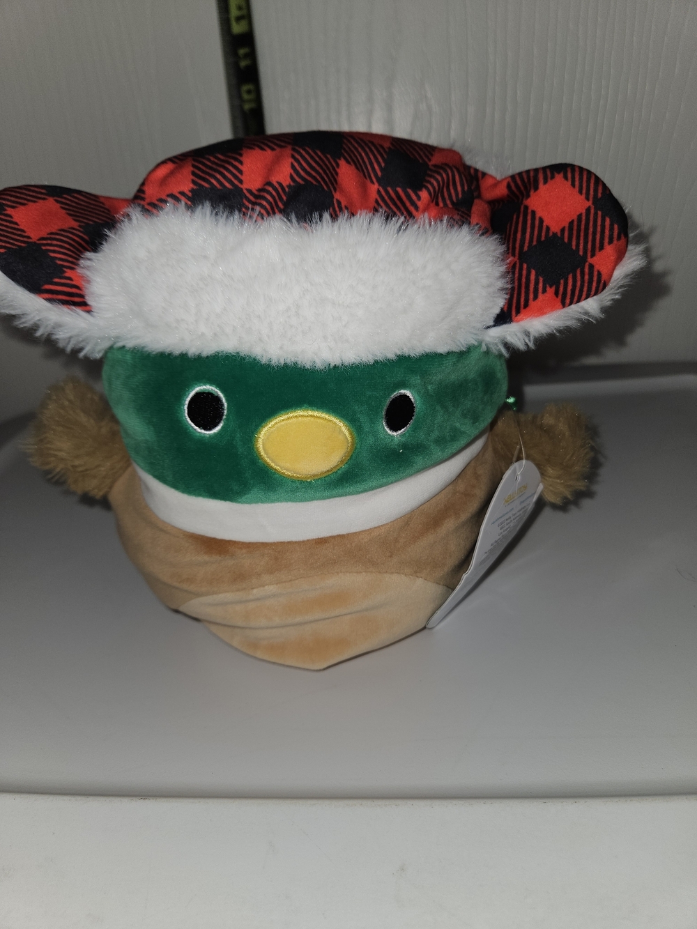 Squishmallows Green & Brown Mallard Duck with Red Plaid Hat